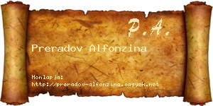 Preradov Alfonzina névjegykártya